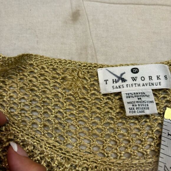 Vintage 1980’s Ladies The Works Saks Fifth Ave Gold Sheer Mesh Tunic Cover Up M - Picture 9 of 10